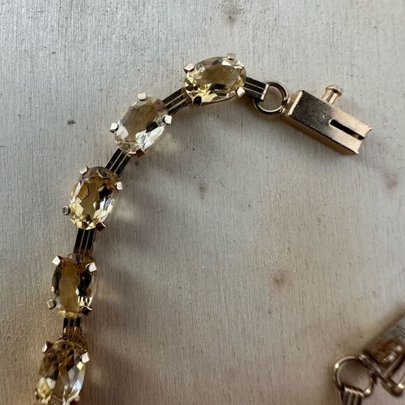 Vintage Elegant 10k Gold Citrine Tennis Bracelet - Picture 4 of 11